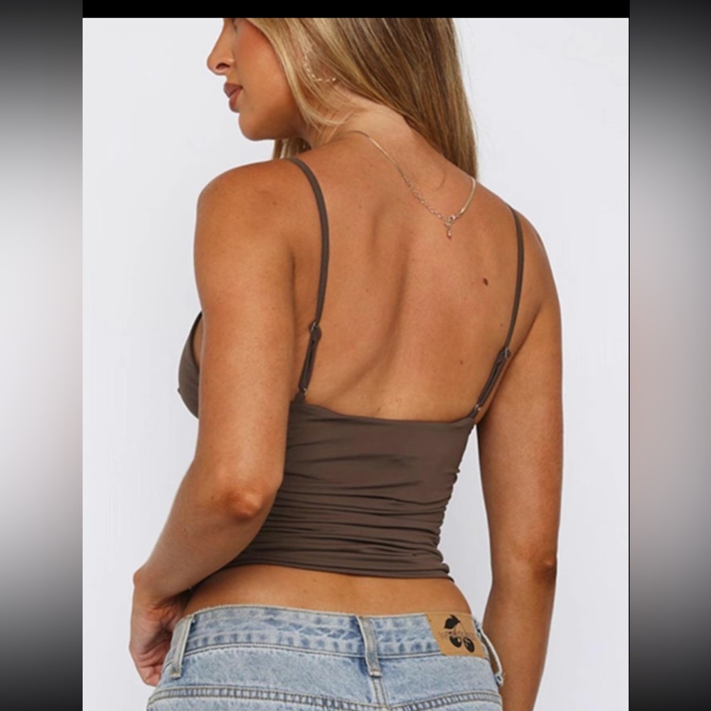 Solid Ruched Backless Cami Top - Picture 2 of 5